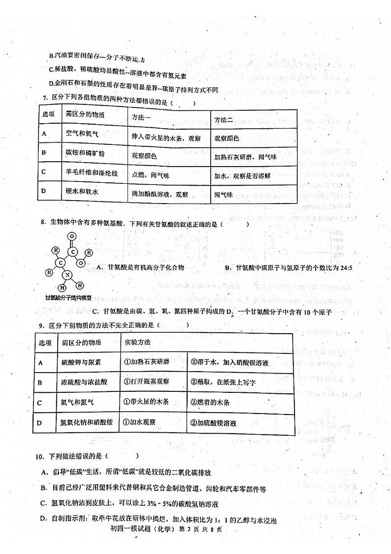 2022年黑龙江省鸡西市第一中学九年级一模化学试题02