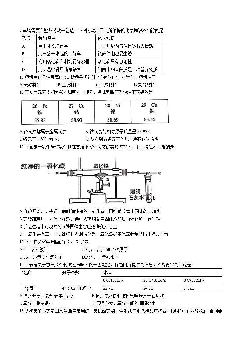 2022年山东省青岛市市南区中考一模化学试题无答案02