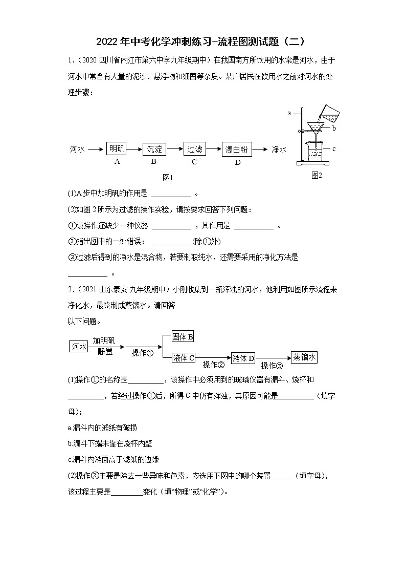2022年中考化学冲刺练习-流程图测试题（二）第1页
