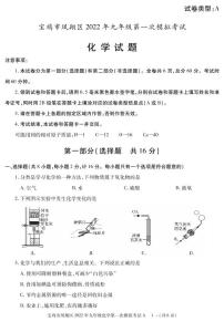 2022年陕西省宝鸡市凤翔区九年级第一次模拟化学试题