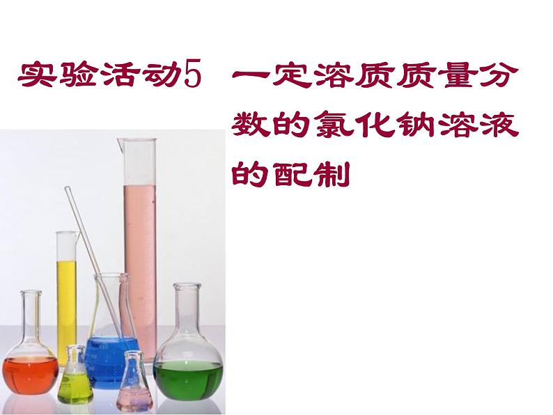 初中化学人教版九年级下册 实验活动5一定溶质质量分数的氯化钠溶液的配制 课件第4页