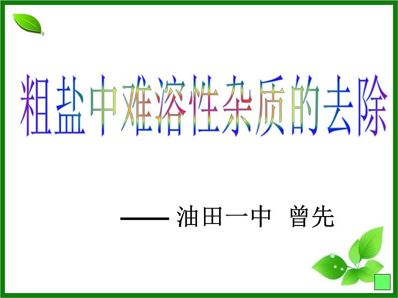 初中化学人教版九年级下册 实验活动8粗盐中难溶性杂质的去除1 课件01