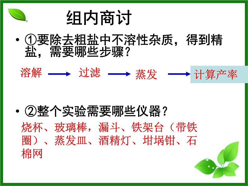 初中化学人教版九年级下册 实验活动8粗盐中难溶性杂质的去除1 课件03