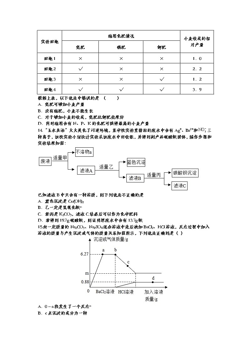2022年中考化学复习基础强化卷盐和化肥第3页