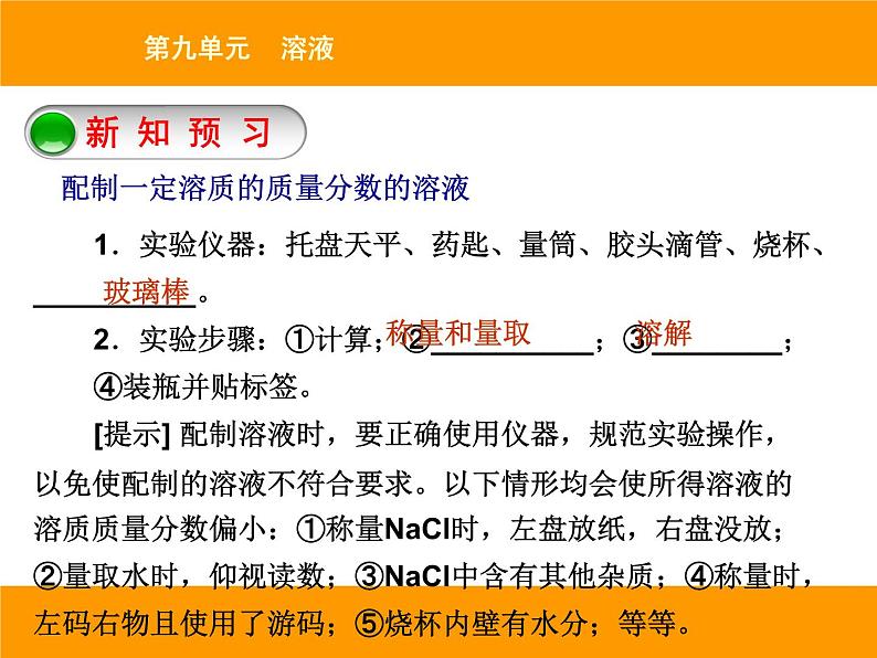 人教版（五四制）九年级化学 2.4 实验活动2 一定溶质质量分数的氯化钠溶液的配制 课件第2页