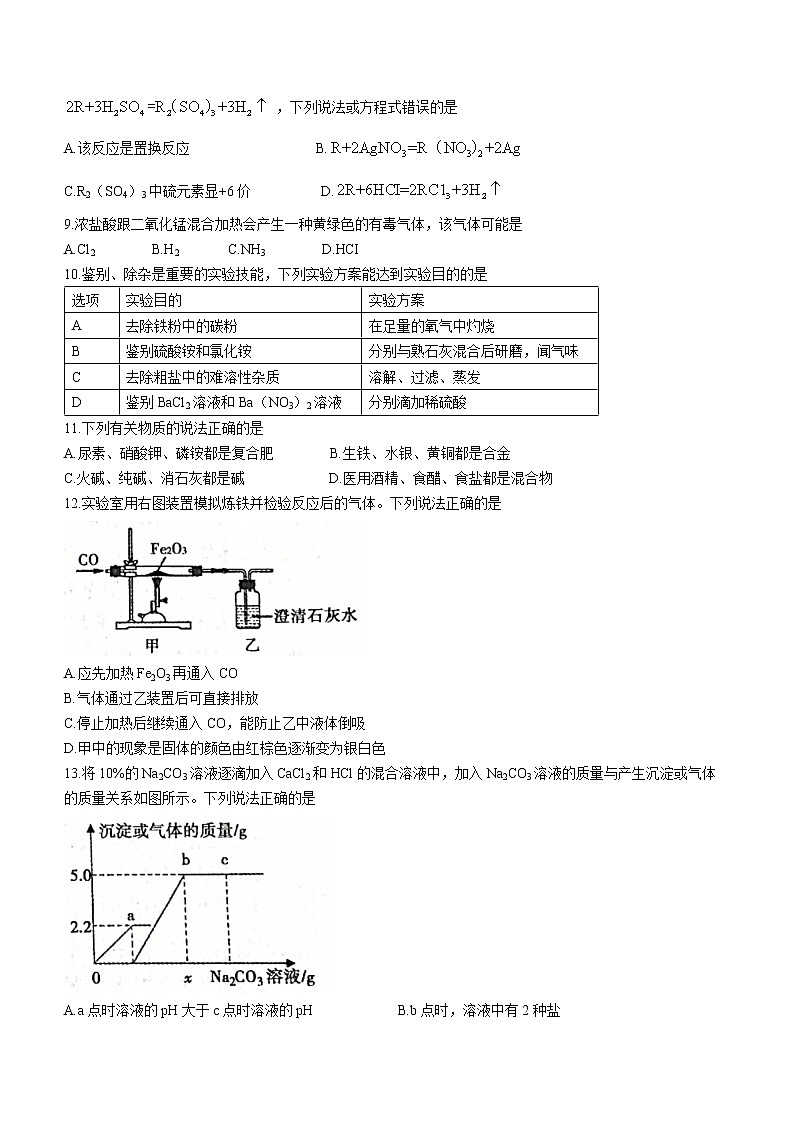 2022年河南省信阳市罗山县中考一模化学试题(word版含答案)02