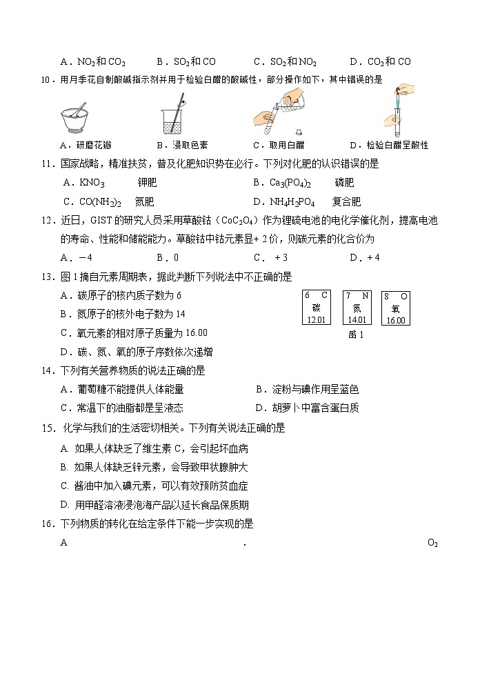 2022年江苏省常州市某校中考一模化学试卷(word版含答案)02