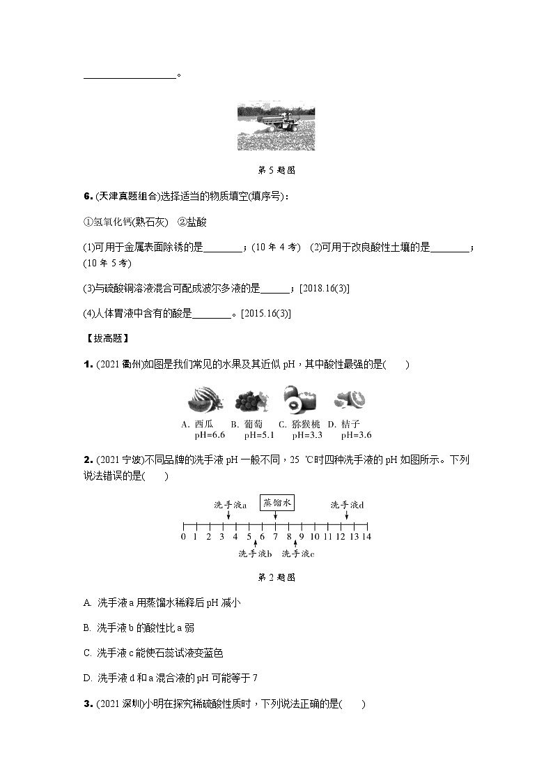 2022年天津市中考化学考点分层训练酸和碱02