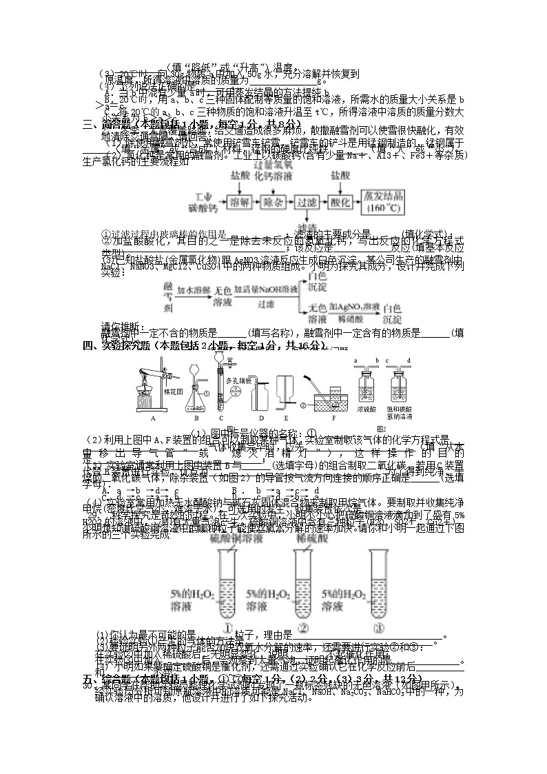 2022年湖南省湘潭县石鼓镇歇马中学初中学业水平模拟化学试题第3页
