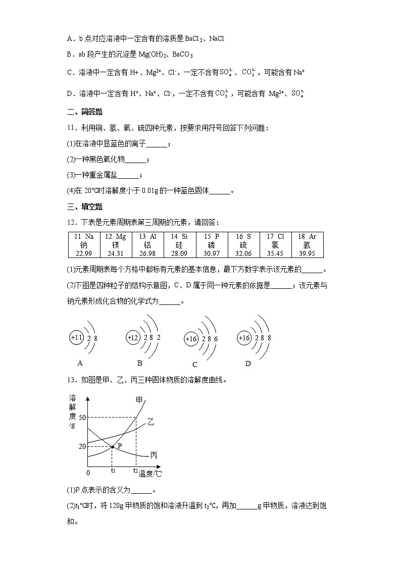 2022年山东省济宁市微山县中考一模化学试题(word版含答案)第3页