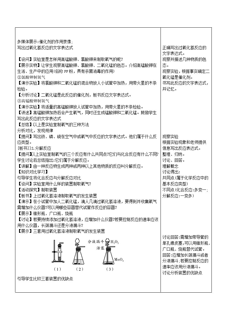 人教初中化学九上《2课题3制取氧气》word教案 (6)第3页