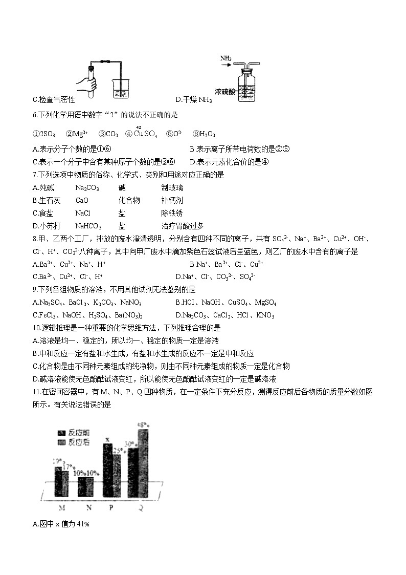 2022年山东省泰安新泰市中考一模化学试题02