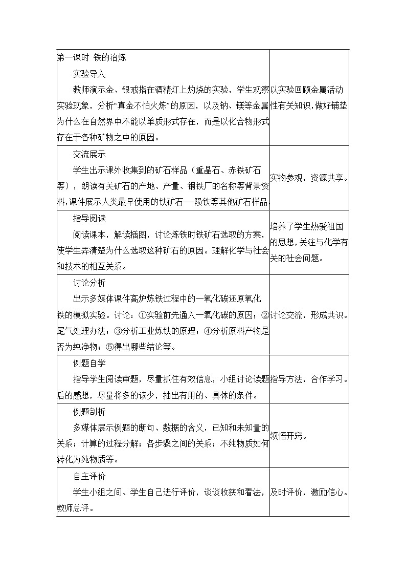 人教五四制9下化学 8.3金属资源的利用和保护  教案02