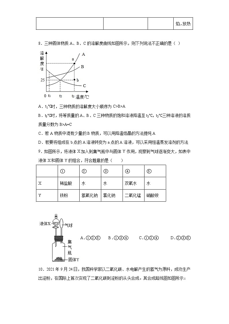 安徽省滁州市定远县育才学校2021-2022学年九年级第二学期期中考试化学试题（含答案）03