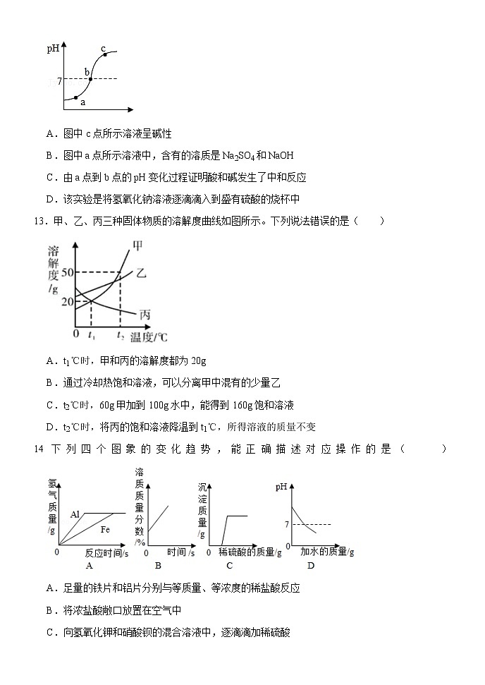四川省眉山市仁寿县鳌峰初级中学2021-2022学年九年级下学期期中考试化学试题（无答案）第3页