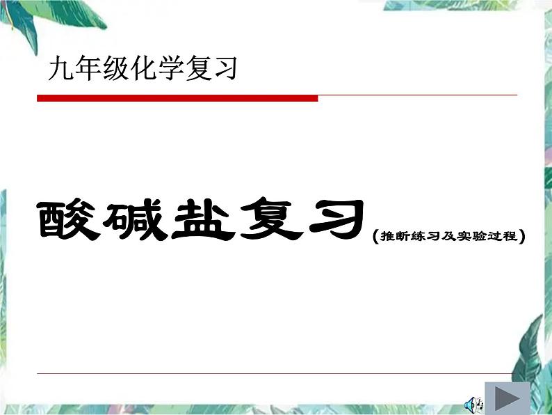 化学  九年级专题复习  酸碱盐知识点复习课件PPT第1页