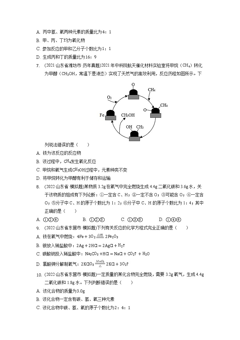 2022年山东省各地化学中考试题选编——第5单元+化学方程式练习题第2页