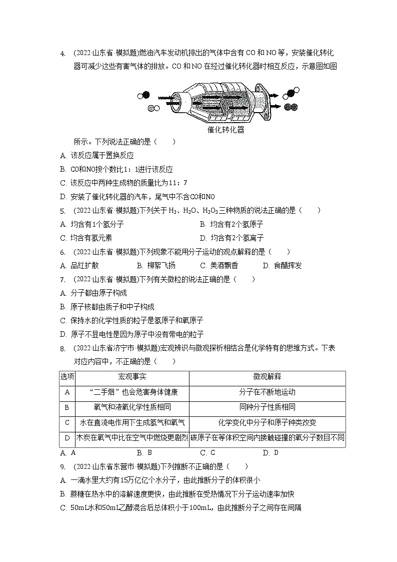 2022年山东省各地化学中考试题选编——第3单元+物质构成的奥秘练习题第2页