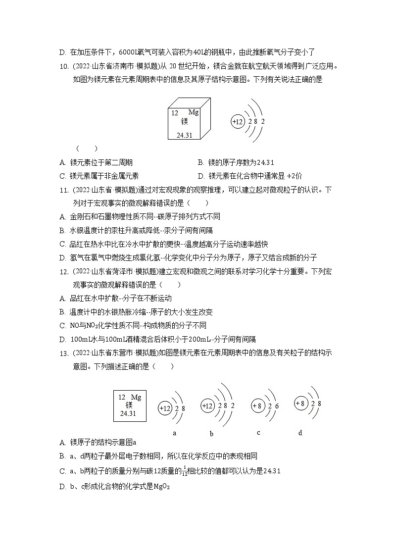 2022年山东省各地化学中考试题选编——第3单元+物质构成的奥秘练习题第3页