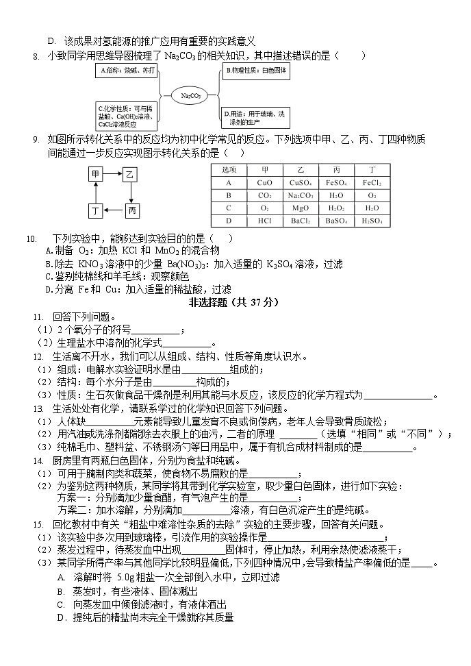 2022年吉林省长春市净月实验中学中考模拟仿真训练（三）化学试题第2页