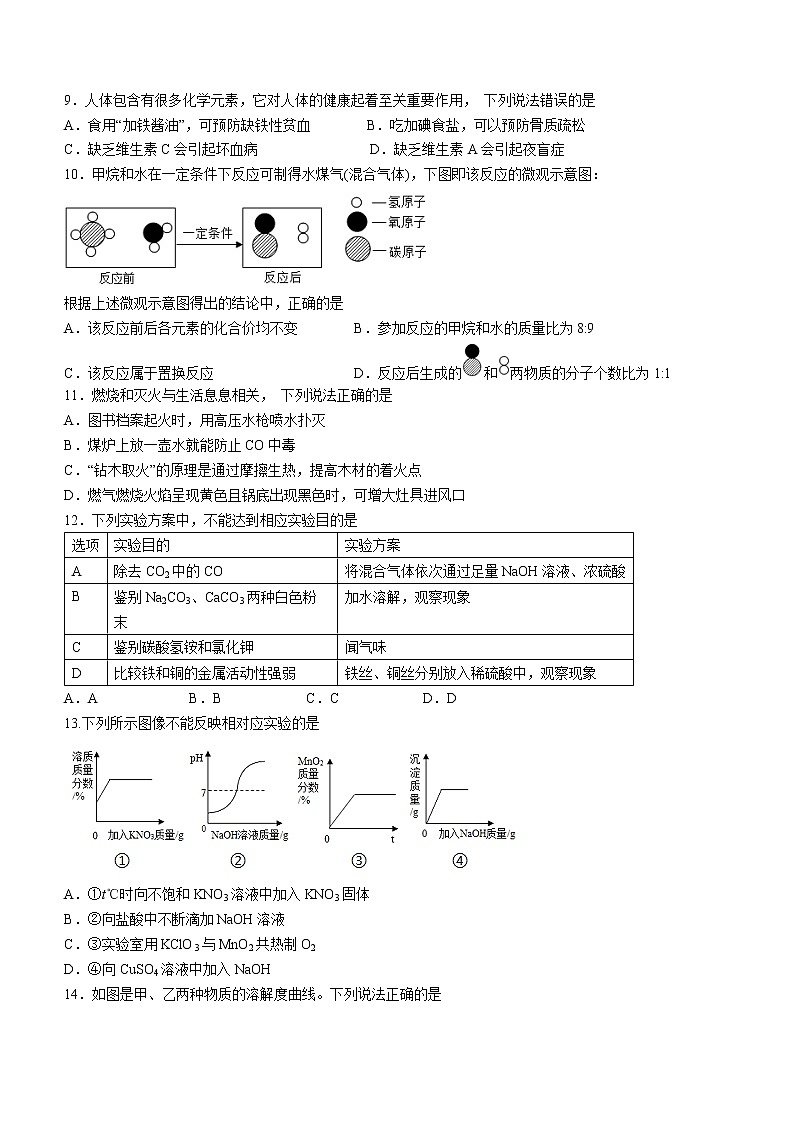2022年海南省海口市中考一模化学试题(word版含答案)02