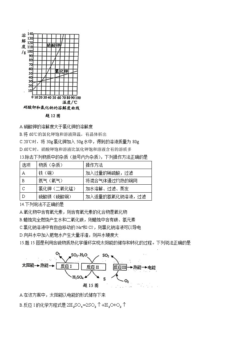 2022年江苏省泰州市姜堰区中考一模化学试题03