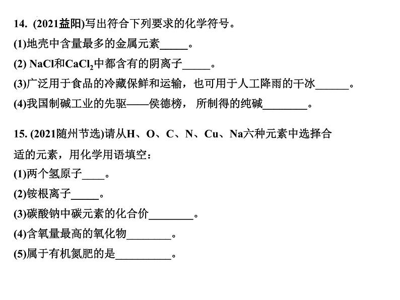 2022年中考复习化学用语每日一练课件PPT第6页