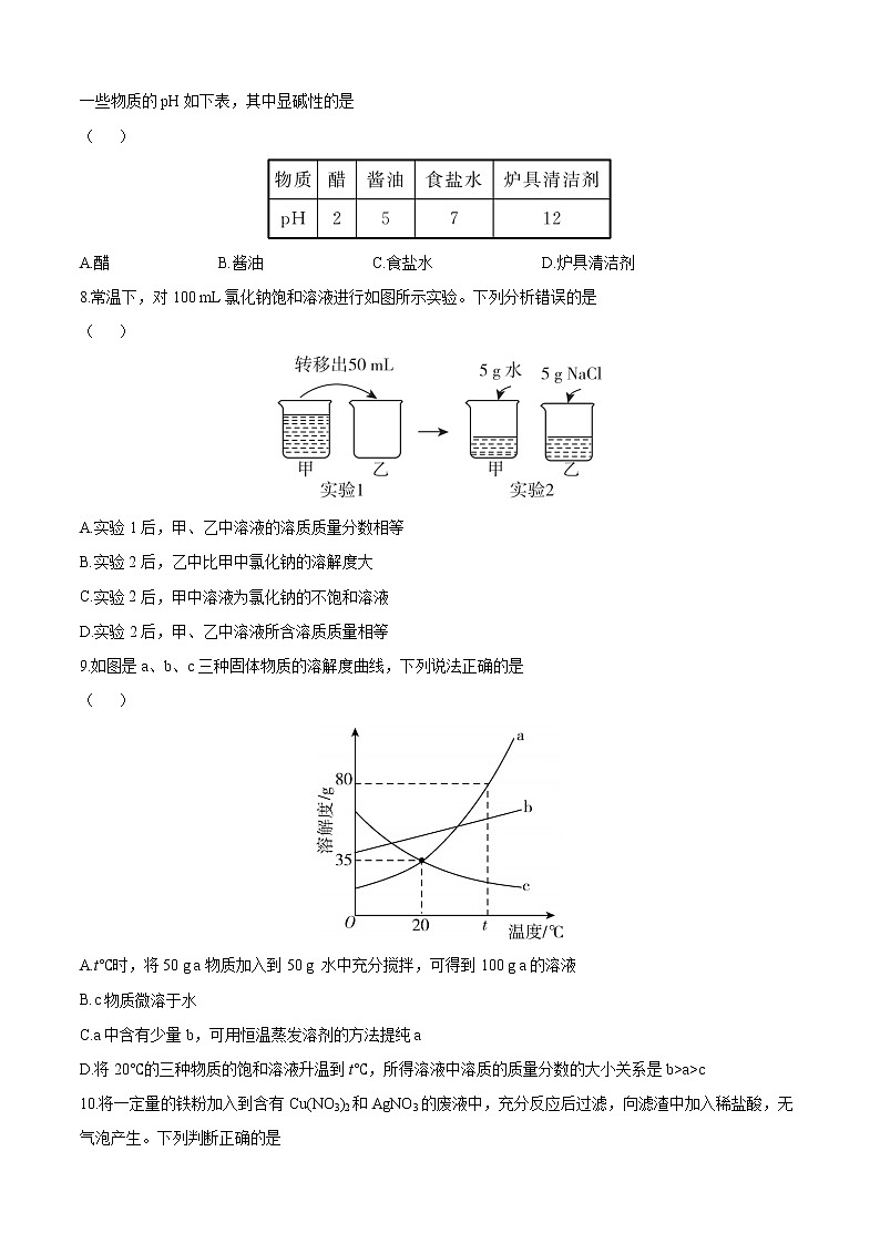 2022广东中考化学总复习 身边的化学物质 练习题第2页