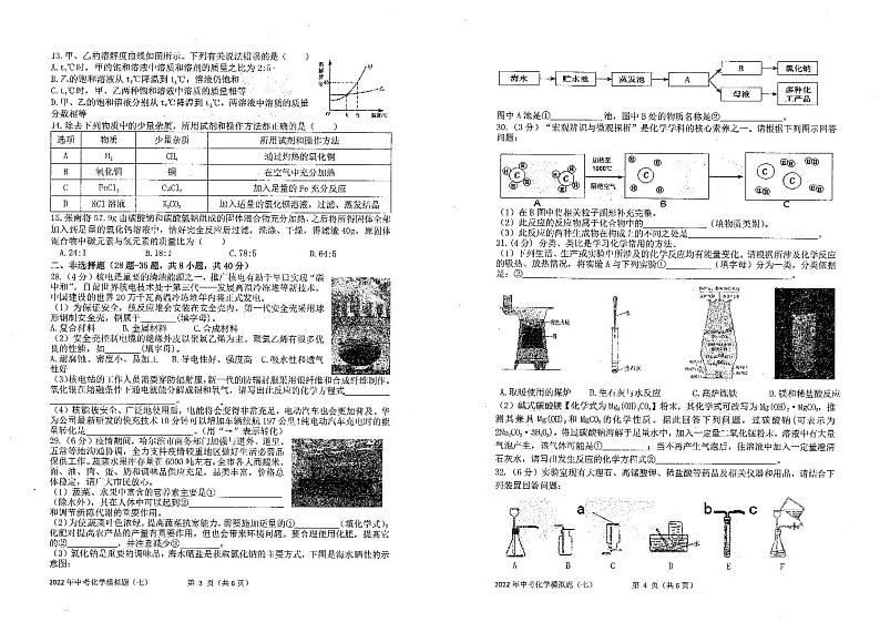 2022年哈市化学中考模拟卷（7）（含答案）第2页
