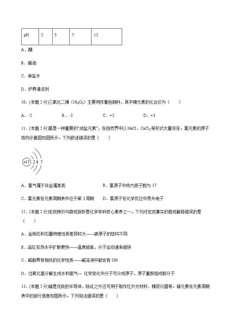 2022年备考云南中考化学训练卷第3页