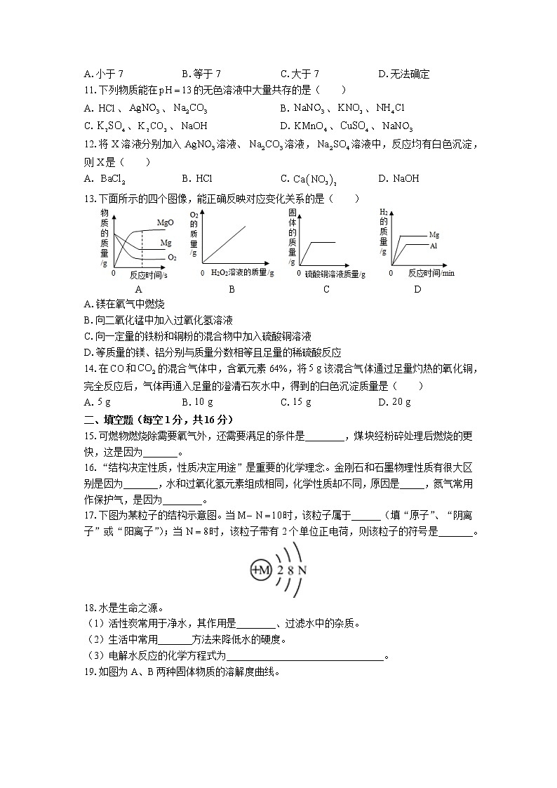 期中测试模拟卷--2021-2022学年九年级化学科粤版（2012）下册（word版 含解析）第2页