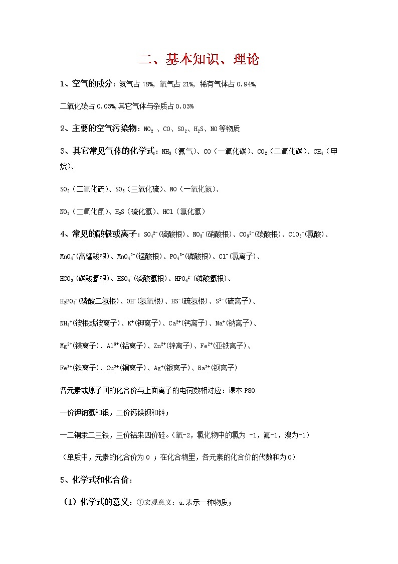 2、初中化学-基本知识、理论第1页