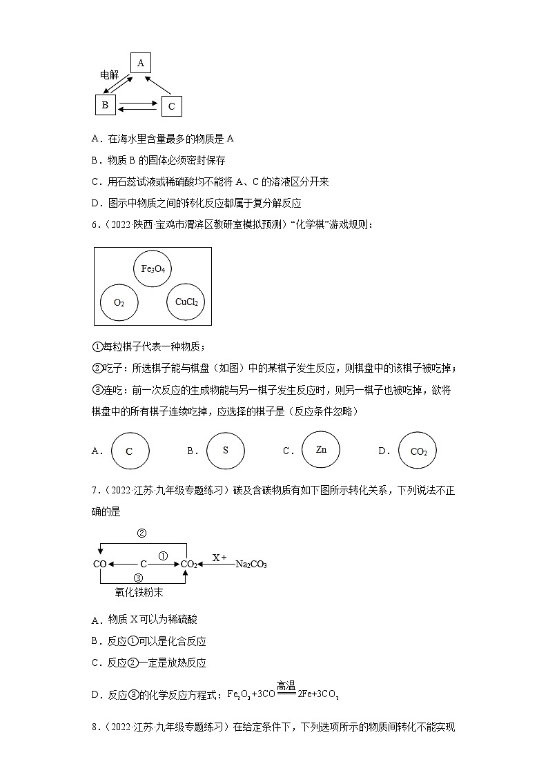 2022年中考化学二轮复习第21讲物质的转化与推断基础篇（江苏风向标）第2页