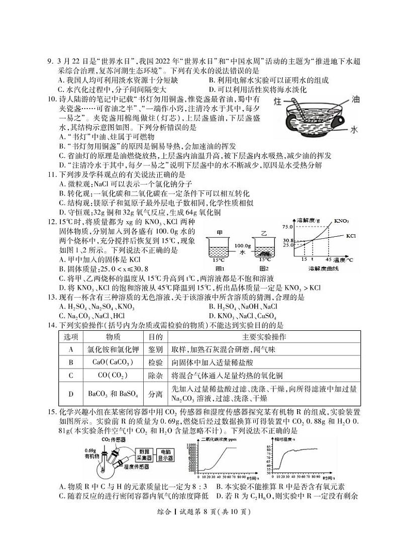 【射阳】一模化学试卷（22年4月29日）第2页