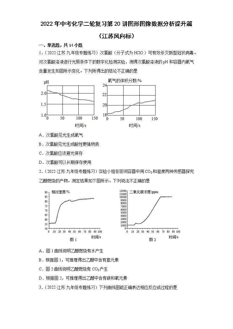 2022年中考化学二轮复习第20讲图形图像数据分析提升篇（江苏风向标）第1页