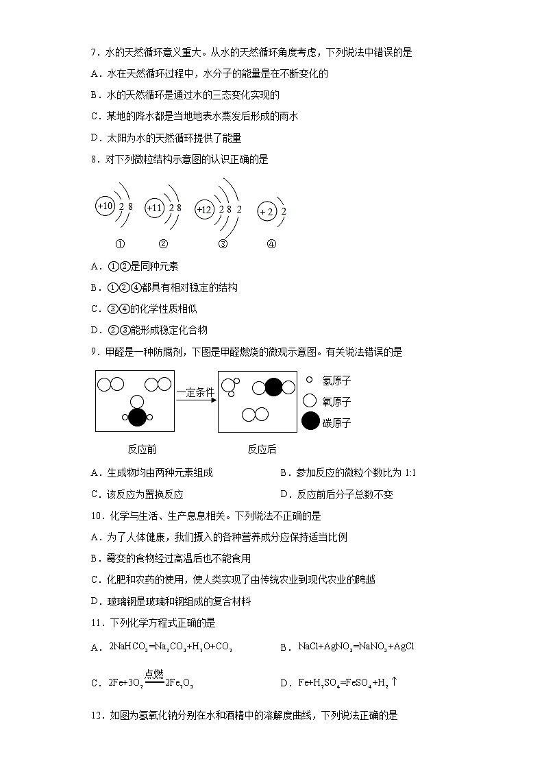 2022年山东省淄博市高青县中考一模化学试题(word版含答案)02