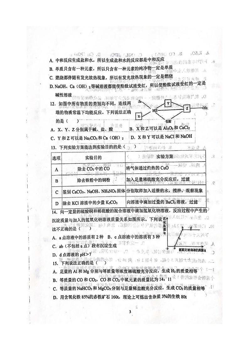 2022年天津市红桥区九年级一模化学试卷含答案03