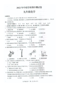 河南省平顶山市第二十中学2021-2022学年下学期中招学科期中测试卷九年级化学(图片版  无答案）