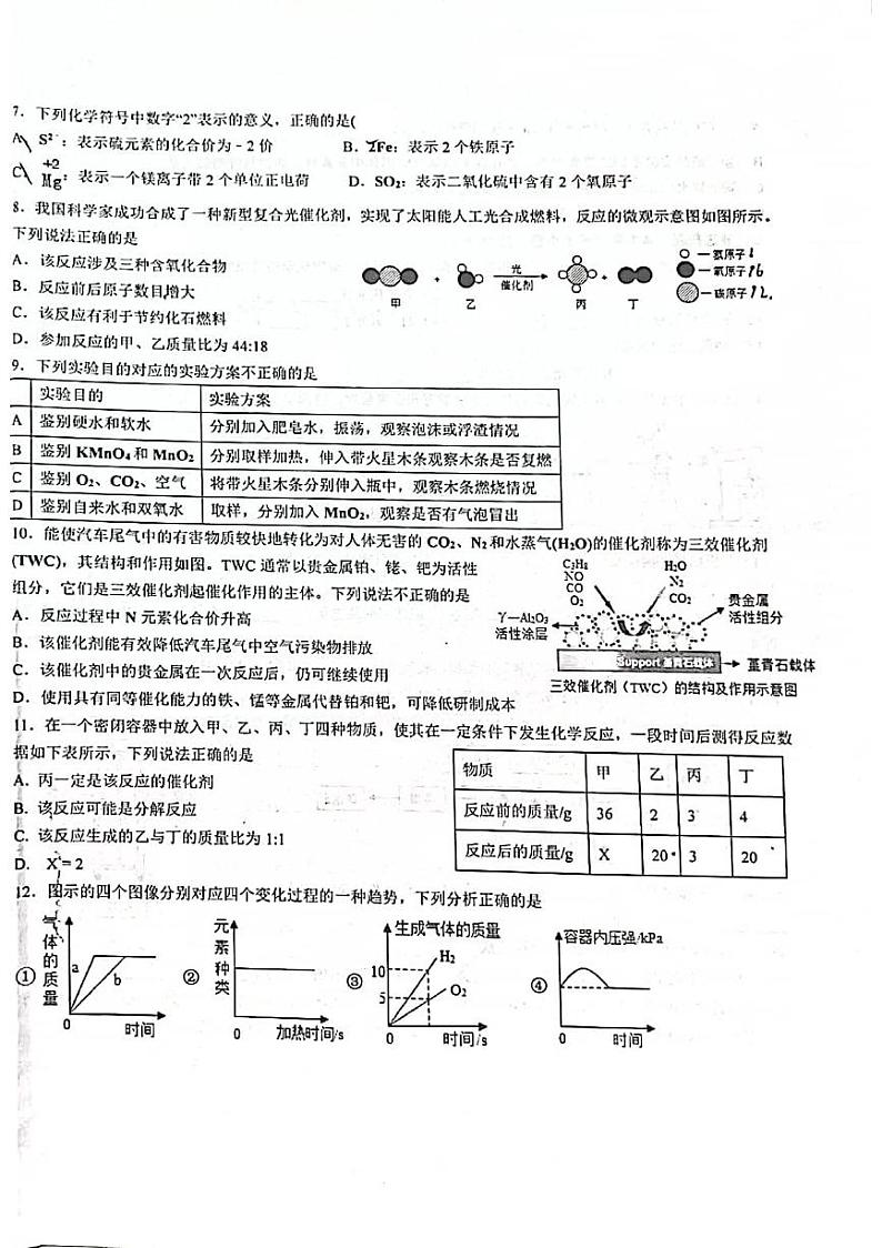 安徽省宿州市宿城第一初级中学2021-2022学年九年级上学期化学期中考试化学试卷（图片版无答案）02