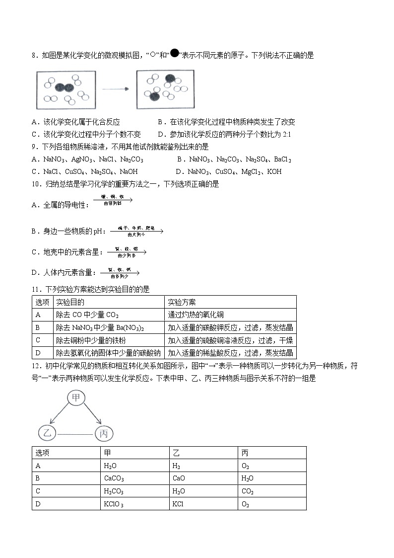 2022年江苏省连云港市中考一模化学试题(word版无答案)02