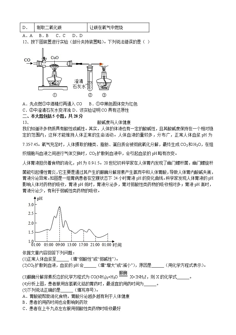 2022年安徽省初中学业水平模拟考试化学试题03