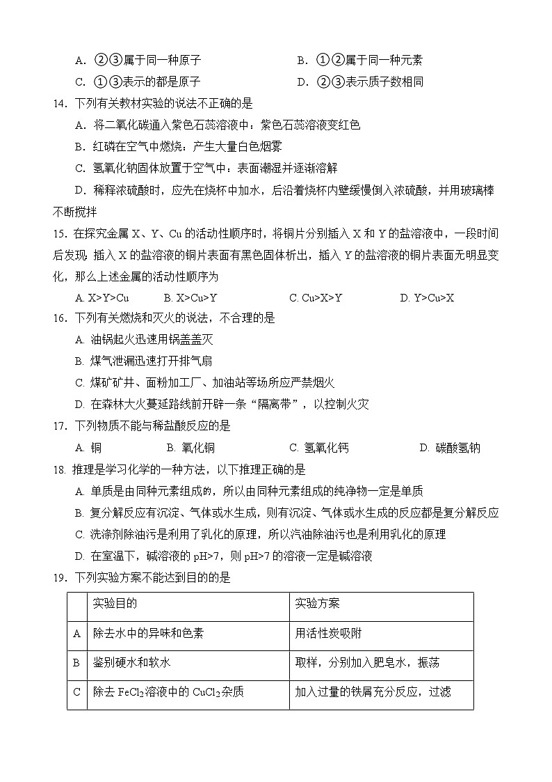 炎陵中学初三月考化学试题第3页