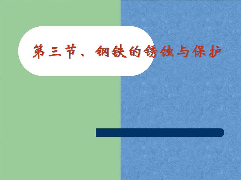 鲁教版九年级下册化学  9.3钢铁的锈蚀与防护 课件第1页