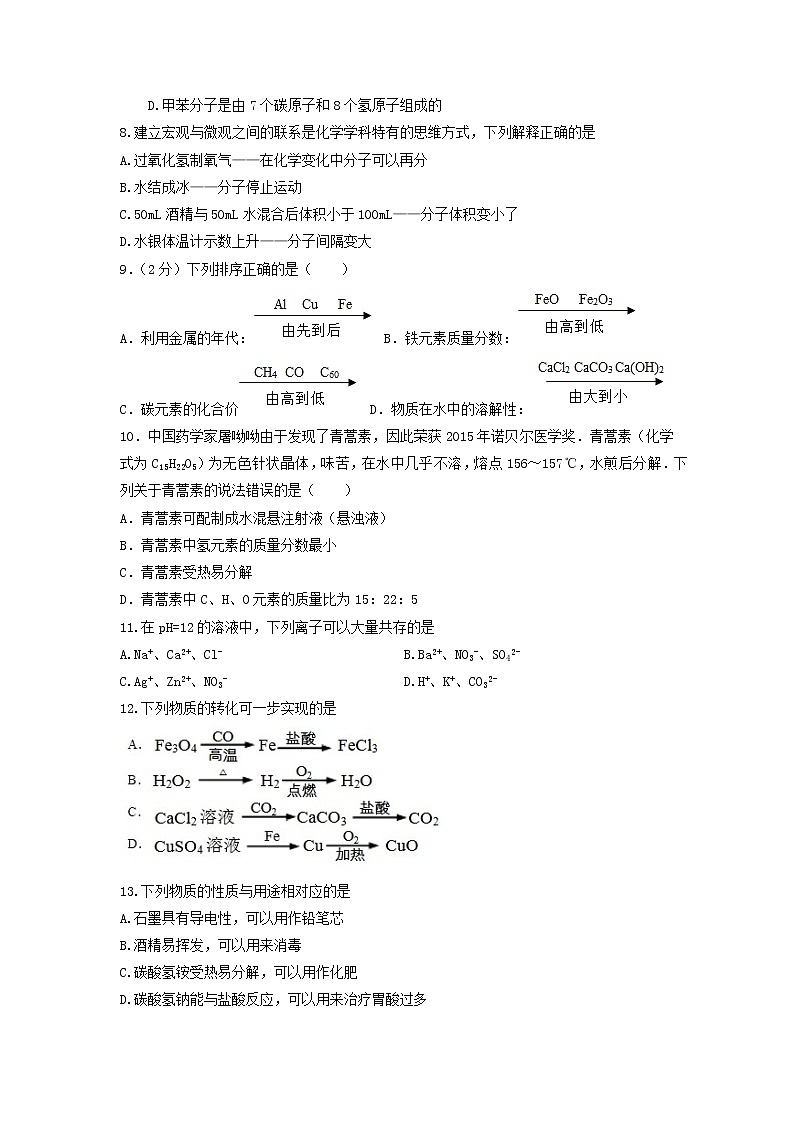 2022年江苏省苏州市中考模拟化学试卷02