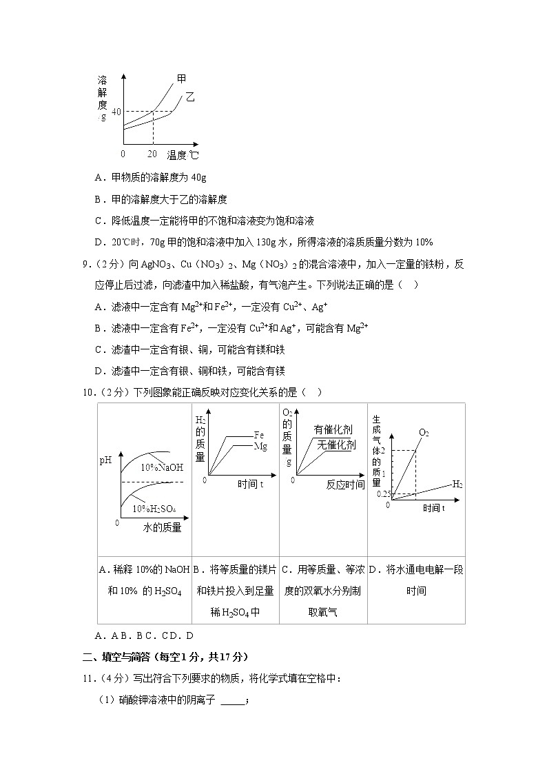 2022年山东省济宁市鱼台县中考化学一模试卷（含答案）03