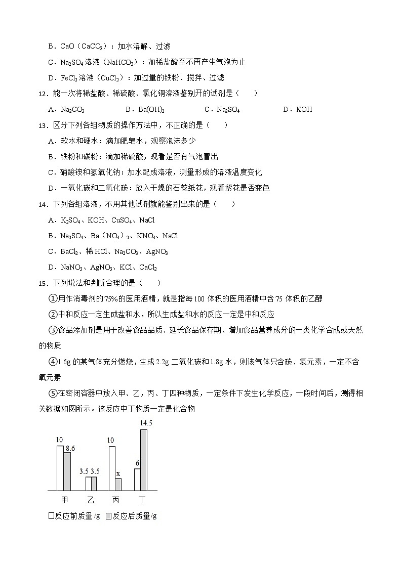 中考化学二轮专题复习-物质的检验（推理判断）、分离、除杂解析版03