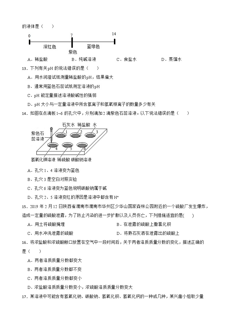 中考化学二轮专题复习-生活中的酸和碱、中和反应、pH解析版第3页
