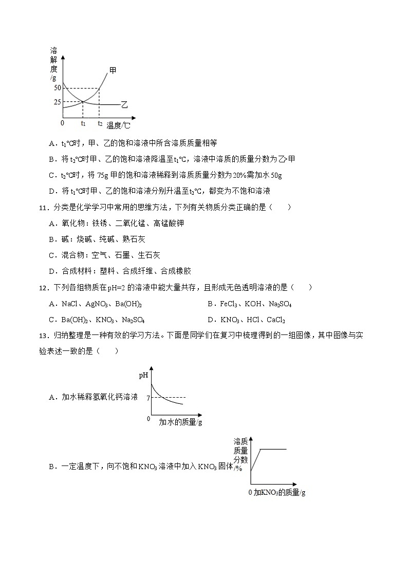 2022届河南省新乡市中考二模化学试题解析版03
