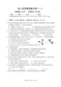 福建省南安市2019年南安六中初三化学自主招生培优练习卷(无答案)