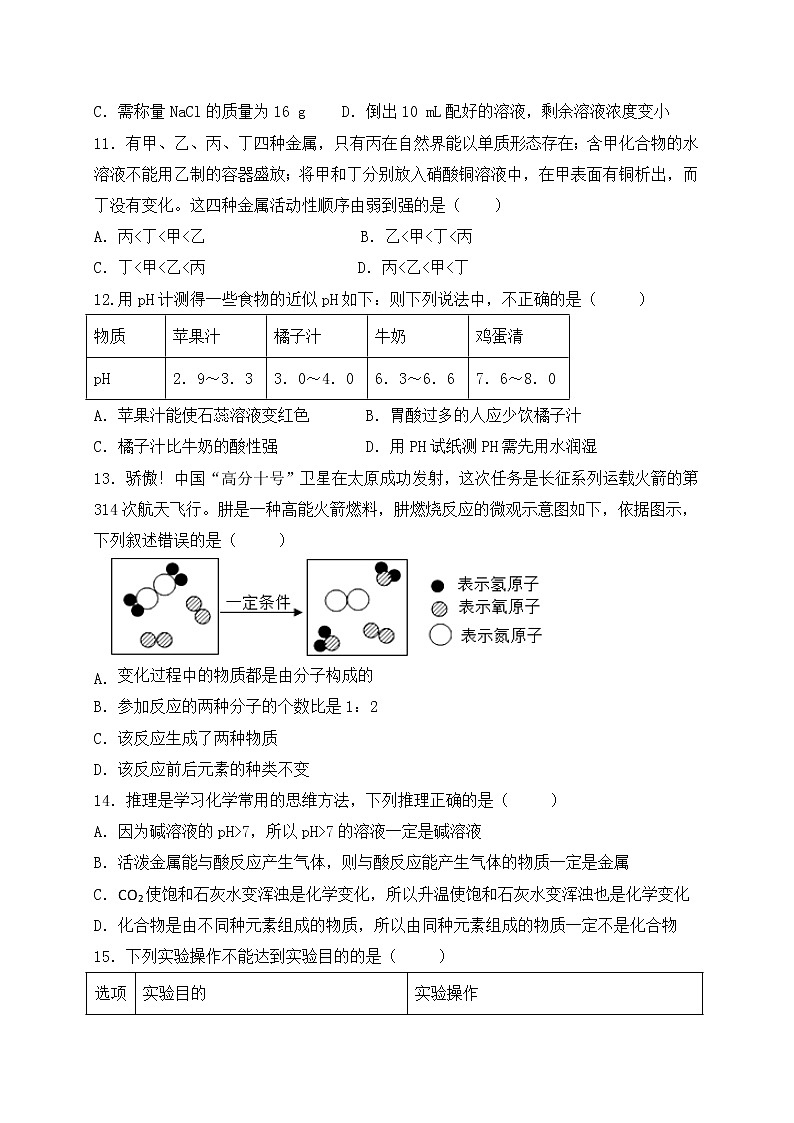 2022年山东省德州市初中学业水平模拟测试化学试题6 (word版含答案)03